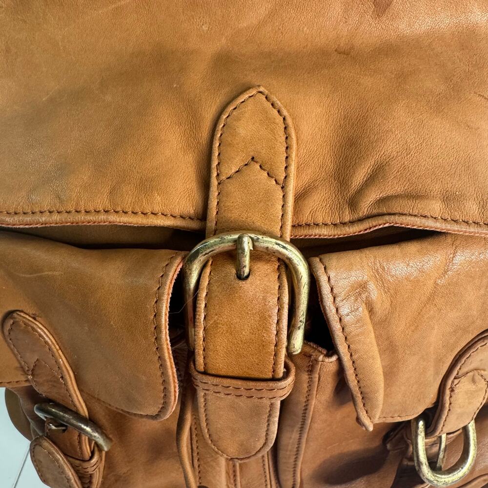 Boulder Ridge Full Grain Leather Backpack Brown Hiking Travel Bag 12x12 - Picture 2 of 11